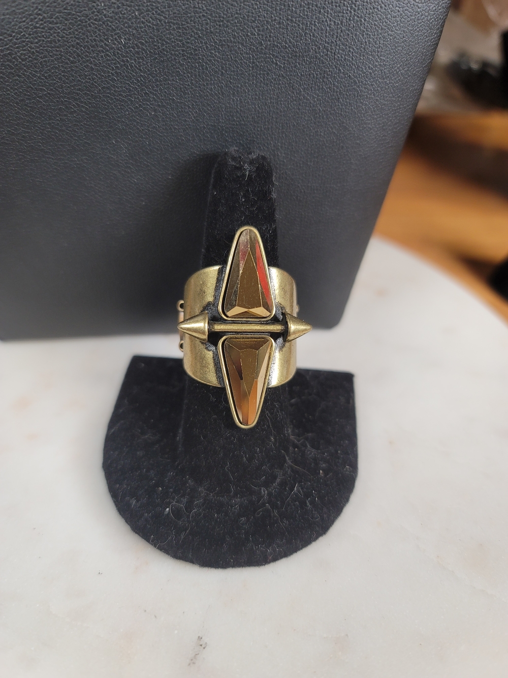 paparazzi Brass-tone Faceted Geometric Ring